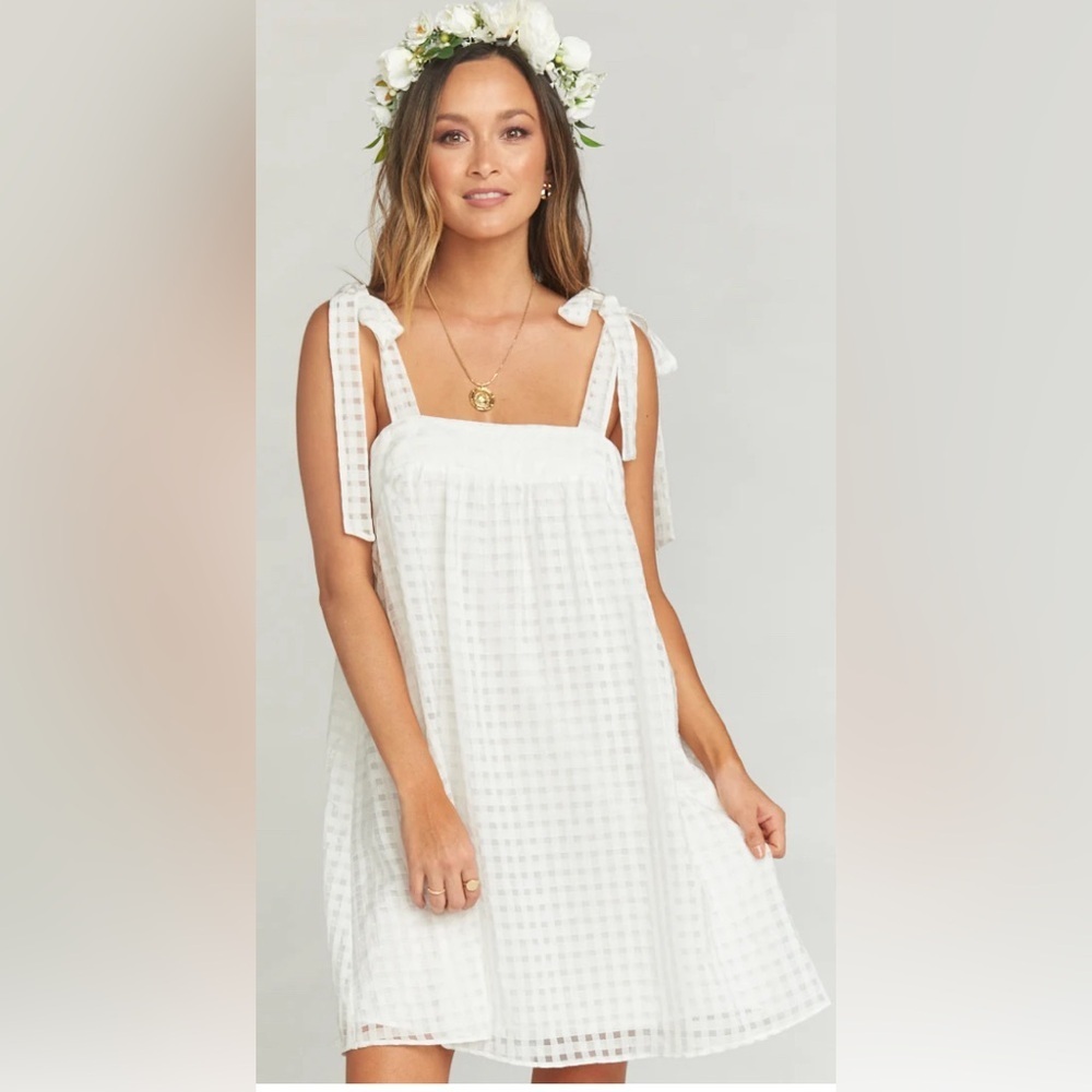 Show Me Your MuMu Small Cleo Dress  White Tie Straps Sleeveless Bachelorette LWD
